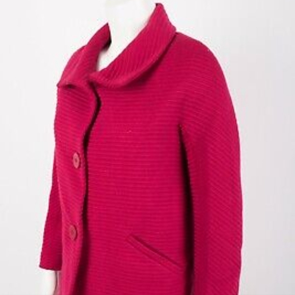 Talbots sz 8 petite wool blend magenta pink striped texture coat - Picture 4 of 8